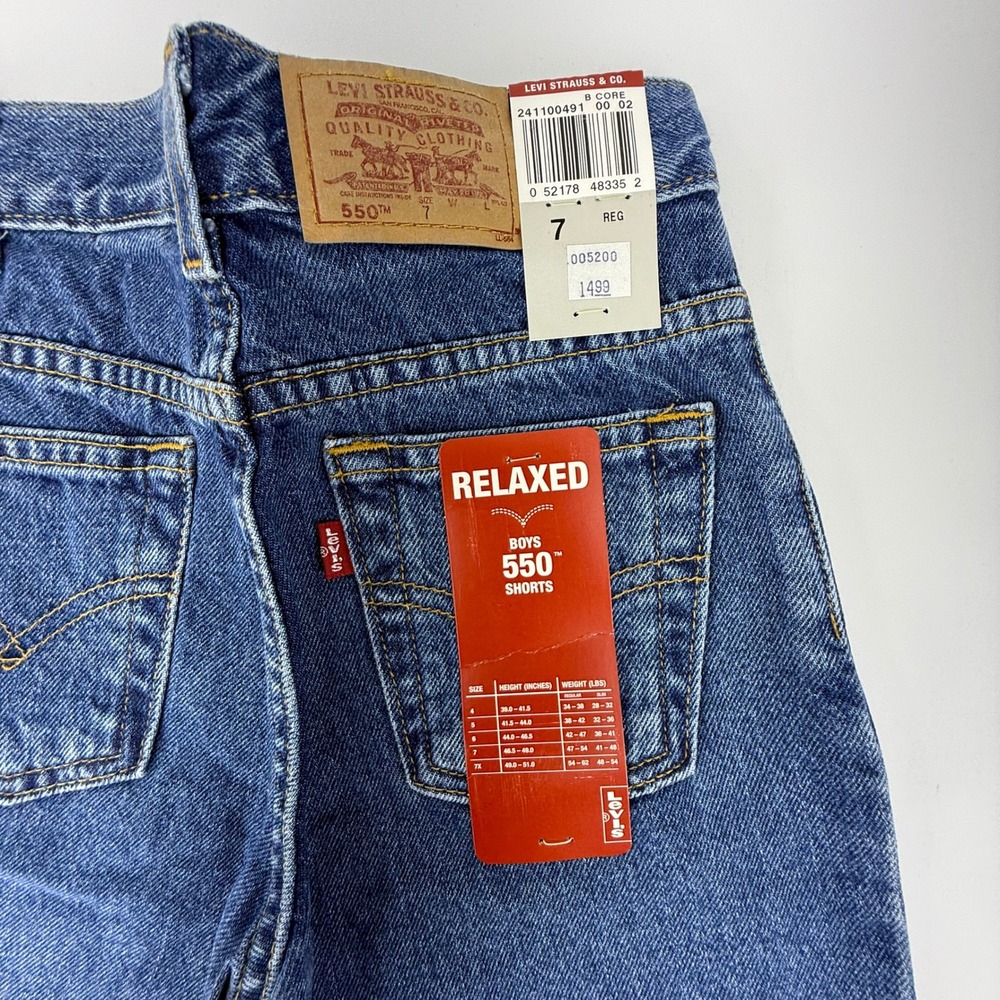 Vintage 90s Levis Boys Denim Shorts Size 7 Blue NWT NOS Y2K